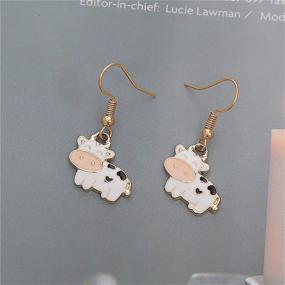 img 1 attached to 🐮 2021 Zodiac Cow Farm Pet Dangle Hook Earrings: Cute Golden Cow Animal Drop Earrings for Women, Girls, Teens - Perfect Birthday, Friendship, Party Accessories Jewelry Gift