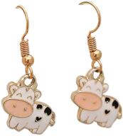 🐮 2021 zodiac cow farm pet dangle hook earrings: cute golden cow animal drop earrings for women, girls, teens - perfect birthday, friendship, party accessories jewelry gift logo