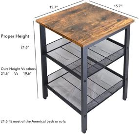 img 2 attached to 🛋️ JPNTOYE End Table Set of 2: Rustic Industrial Nightstand for Living Room and Bedroom Décor - Vintage Brown Wood Look Accent Furniture with Mesh Shelves, 21.6 Inch Side Table