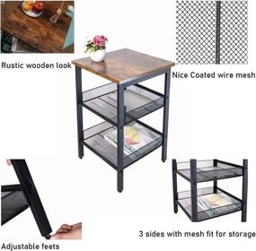 img 1 attached to 🛋️ JPNTOYE End Table Set of 2: Rustic Industrial Nightstand for Living Room and Bedroom Décor - Vintage Brown Wood Look Accent Furniture with Mesh Shelves, 21.6 Inch Side Table