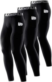 img 4 attached to 🩳 Men's Compression Pockets Leggings: SILKWORLD Baselayer Clothing