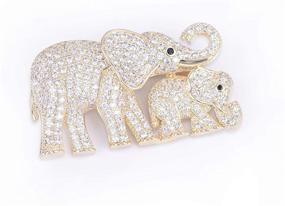 img 1 attached to OBONNIE Elephants Crystal Rhinestone Breastpin