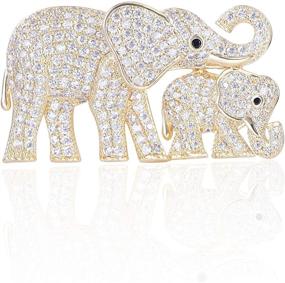 img 4 attached to OBONNIE Elephants Crystal Rhinestone Breastpin