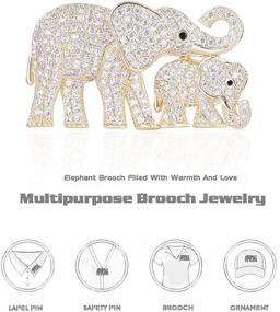 img 3 attached to OBONNIE Elephants Crystal Rhinestone Breastpin