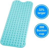pike sellers shower mat - non slip bathtub mat with 200 suction cups | 40”x16” long | teal color logo