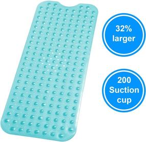 img 4 attached to PIKE SELLERS Shower Mat - Non Slip Bathtub Mat with 200 Suction Cups | 40”X16” Long | Teal Color