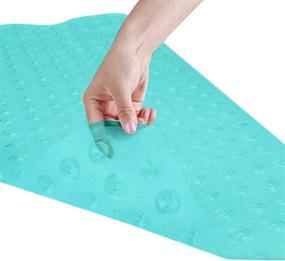 img 3 attached to PIKE SELLERS Shower Mat - Non Slip Bathtub Mat with 200 Suction Cups | 40”X16” Long | Teal Color