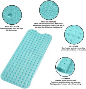 img 2 attached to PIKE SELLERS Shower Mat - Non Slip Bathtub Mat with 200 Suction Cups | 40”X16” Long | Teal Color