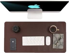 img 4 attached to 🍷 Premium PU Leather Writing Desk Pad Protector | Non-Slip Waterproof Office & Home Desk Mat with Mouse Pad | Large Size (31.5" x 15.7") | Wine