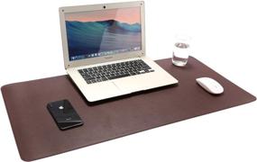 img 2 attached to 🍷 Premium PU Leather Writing Desk Pad Protector | Non-Slip Waterproof Office & Home Desk Mat with Mouse Pad | Large Size (31.5" x 15.7") | Wine