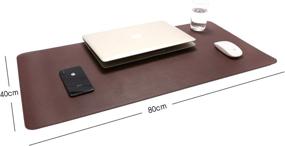 img 3 attached to 🍷 Premium PU Leather Writing Desk Pad Protector | Non-Slip Waterproof Office & Home Desk Mat with Mouse Pad | Large Size (31.5" x 15.7") | Wine