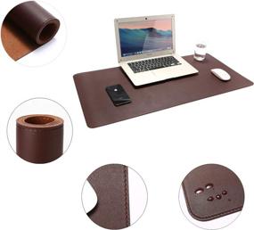 img 1 attached to 🍷 Premium PU Leather Writing Desk Pad Protector | Non-Slip Waterproof Office & Home Desk Mat with Mouse Pad | Large Size (31.5" x 15.7") | Wine