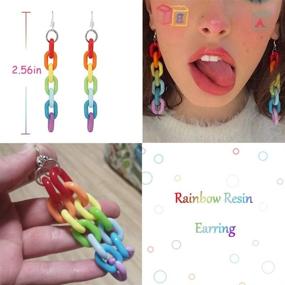 img 1 attached to 🌈 Cute Y2K Earring Set - Trendy, Funny, and Creative Rainbow Indie Aesthetic Goldfish, Duck, Cow, and Mushroom Earrings for Girls and Women