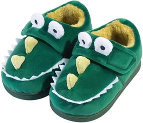 img 4 attached to 🦖 Dino-themed Acdoslow Toddler Slippers: Cozy Winter Shoes for Boys