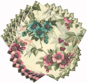 img 1 attached to 🌸 WallyE Shabby Chic Floral Paper Napkins: Mint Floral Print for Thanksgiving, Garden Party, or Wedding - 20 Pack