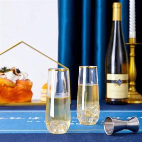 img 2 attached to 🥂 N9R 36 Pack Plastic Champagne Flutes: Gold Rimmed Stemless Disposable Glasses for Parties, Weddings, and Celebrations