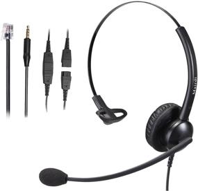 img 4 attached to Mono Office Call Center Headset with Noise Canceling Microphone, RJ9 & 3.5mm Jack for Landline Deskphone Cell Phone PC Laptop, Suitable for Mitel Aastra Toshiba NEC Shoretel