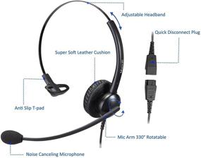 img 3 attached to Mono Office Call Center Headset with Noise Canceling Microphone, RJ9 & 3.5mm Jack for Landline Deskphone Cell Phone PC Laptop, Suitable for Mitel Aastra Toshiba NEC Shoretel