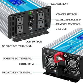 img 3 attached to POOXTRA 2000W Pure Sine Wave Inverter: The Ultimate Solution for Home, RV, 💡 and Emergency Use with 4 AC Power Outlets, Remote Control, LCD Display, and USB Port.