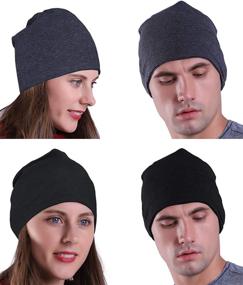 img 3 attached to EMPIRELION 9-Inch Lightweight Beanies Hats - Pack of 2, Multifunctional Running Skull Cap Helmet Liner Sleep Caps for Men and Women