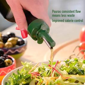 img 1 attached to 🍶 Glass Olive Oil Bottle Drizzler with Pourer Spout - Hygienic Open and Close Pourer to Keep Olive Oil Fresh - Includes Funnel for No Mess Or Wastage