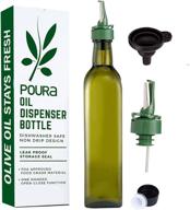 🍶 glass olive oil bottle drizzler with pourer spout - hygienic open and close pourer to keep olive oil fresh - includes funnel for no mess or wastage logo