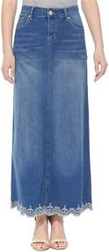 img 4 attached to 👗 GoModest Maxi Denim Skirt with Scallop Hem for Women - Modest, Tznius, and Casual