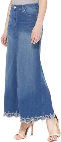 img 2 attached to 👗 GoModest Maxi Denim Skirt with Scallop Hem for Women - Modest, Tznius, and Casual