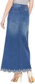 img 1 attached to 👗 GoModest Maxi Denim Skirt with Scallop Hem for Women - Modest, Tznius, and Casual