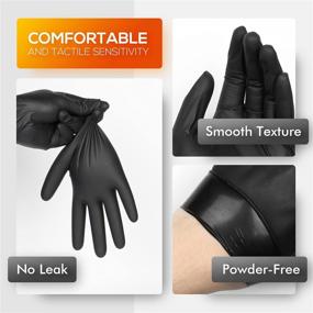 img 2 attached to OKIAAS Medium Black Disposable Gloves - Latex Free Vinyl Gloves, 5 mil, 50 Count - for Food Prep, Household Cleaning, Hair Dye, Tattooing