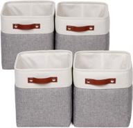 📦 set of 4 foldable storage bins with pu handles - univivi fabric cube baskets boxes for home closet nursery (10x10x10.5 inches) logo