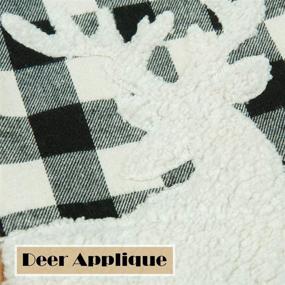 img 2 attached to 🎄 EDLDECCO 20" Buffalo Check Christmas Stocking with Pom Pom Faux Fur Cuff, Deer Applique - Black & White Plaid Home Xmas Tree Mantel Holiday Decoration Ornaments