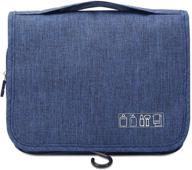 🧳 travel toiletry bag multifunction portable for women's cosmetics and men's shaving kit, water-resistant travel toiletry pouch with hanging hook (navy) logo