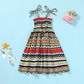 img 3 attached to 🌈 Rainbow Toddler Princess Dress - Sleeveless Halter Beach Tutu Sundress for Baby Girls