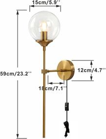 img 3 attached to BOKT современный простой длинный стержень стеклянный шар настенный светильник зеркальная фара латунный металлический шар настенный светильник для спальни гостиной кабинет столовая коридор (прозрачная вилка)