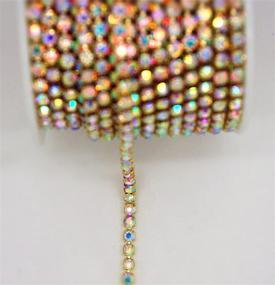 img 2 attached to Exquisite 10 Yard Crystal AB Rhinestone Close Chain Clear Trim: Ideal for Sewing Craft (4mm, Gold)