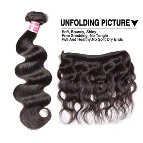 img 2 attached to Набор из трех пучков волос Donmily 10A Brazilian Virgin Hair - волнистые, цвет натуральный, 100% необработанные волосы Реми человеческого происхождения, 95-100 г/шт (18 20 22 дюйма)