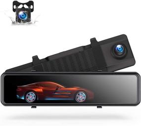 img 4 attached to 📸 Superior Dash Cam Mirror: 4K Rear View Camera, GPS Voice Control, Touch Screen, Waterproof Backup Camera, Front & Rear Recording with Parking Assistant & Night Vision