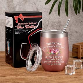 img 2 attached to 🎁 Appreciate Your Boss with this Thank You Tumbler: Novelty Boss Christmas Gifts for Female Bosses - 12 oz Insulated Vacuum Wine Tumbler in Rose Gold