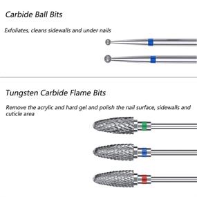 img 1 attached to 💅 Набор из 10 насадок для маникюрных резцов Fantexy, профессионального карбидного акрилового нагельного бита 3/32 дюйма, набор битов для ногтей - инструменты для маникюра для электрических маникюрных машин, домашних салонов