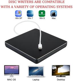 img 1 attached to 📀 Portable Aviation Aluminum Alloy External DVD Drive - USB 3.0/Type-C Slot-in CD DVD Burner Drive - Slim CD Reader Player for Laptop Mac MacBook Pro Air Windows Desktop PC (Grey)