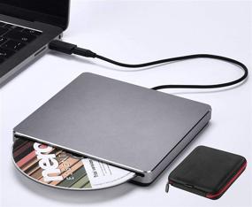img 3 attached to 📀 Portable Aviation Aluminum Alloy External DVD Drive - USB 3.0/Type-C Slot-in CD DVD Burner Drive - Slim CD Reader Player for Laptop Mac MacBook Pro Air Windows Desktop PC (Grey)