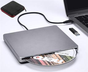 img 4 attached to 📀 Portable Aviation Aluminum Alloy External DVD Drive - USB 3.0/Type-C Slot-in CD DVD Burner Drive - Slim CD Reader Player for Laptop Mac MacBook Pro Air Windows Desktop PC (Grey)