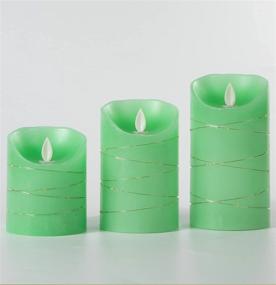 img 2 attached to Grass Green LED Flameless Candle Set with Embedded Starlight String – 3 LED Candles, 10-Key Remote Control, 24-Hour Timer Function, Dancing Flame, Real Wax, Battery Powered