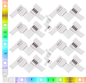 img 4 attached to 💡 10PCS 12V RGB Solderless LED Light Strip Tape 90 Degree Corner Connectors for 10mm Wide Flexible 5050 RGB LED Strip Lights with L Shape Connector by iCreating