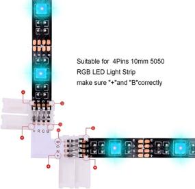 img 2 attached to 💡 10PCS 12V RGB Solderless LED Light Strip Tape 90 Degree Corner Connectors for 10mm Wide Flexible 5050 RGB LED Strip Lights with L Shape Connector by iCreating