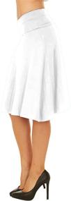 img 2 attached to 👗 SADACO Women's USA-Made Solid Stretch Fold-Over Flare Midi Skirt - Versatile & Stylish