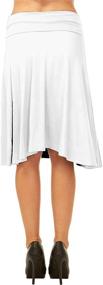 img 1 attached to 👗 SADACO Women's USA-Made Solid Stretch Fold-Over Flare Midi Skirt - Versatile & Stylish