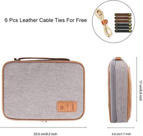 img 2 attached to Серая сумка для организации электроники: кабельный чехол для путешествий с водонепроницаемостью, портативная сумка для хранения проводов, зарядных устройств, кабелей, телефонов, USB и SD-карт - в комплекте 6 шт. кабельных стяжек.
