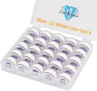 simthread 25pcs 90wt prewound bobbin thread set: size a class 15 (sa156) with storage case - white, 60s/2 - perfect for brother embroidery and sewing machines! logo